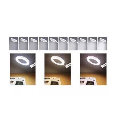LED регулируема настолна лампа с лупа LED/6W/5V 3000K/4000K/6000K бяла