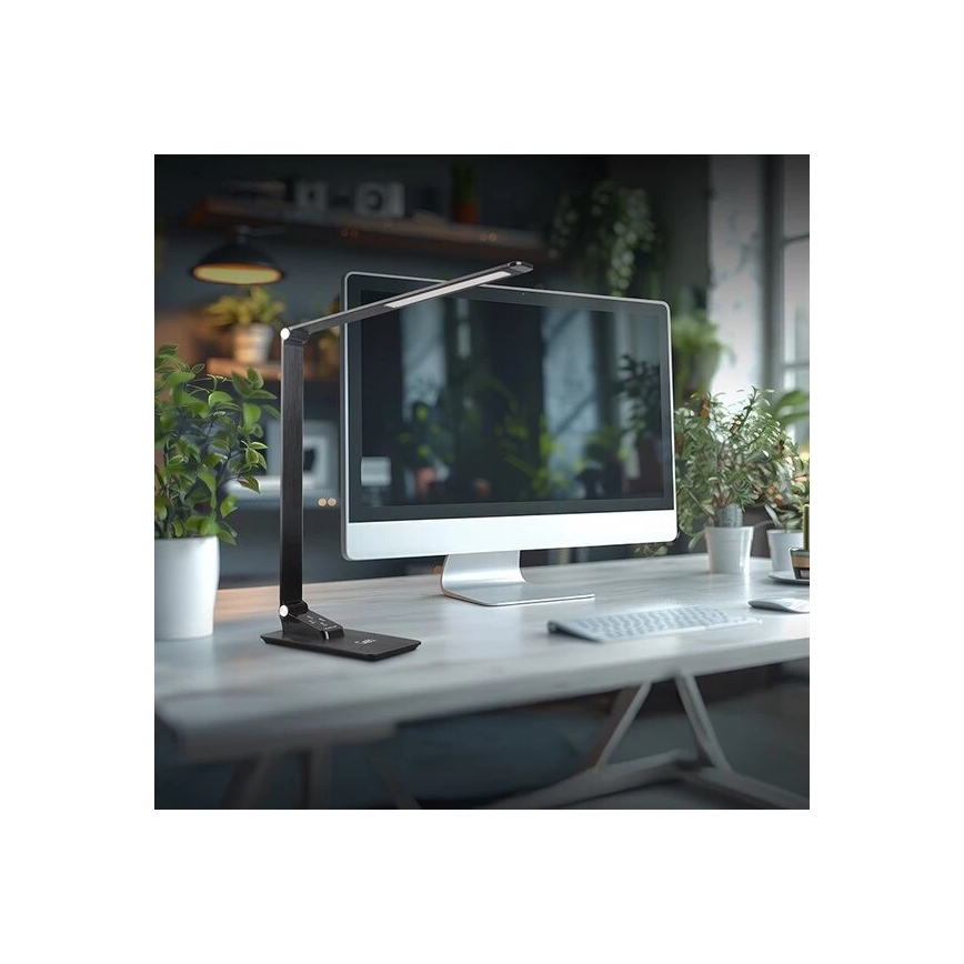 Настолна LED лампа с регулируема яркост, USB, LED/7W/230V 3000K/4000K/5500K, черна