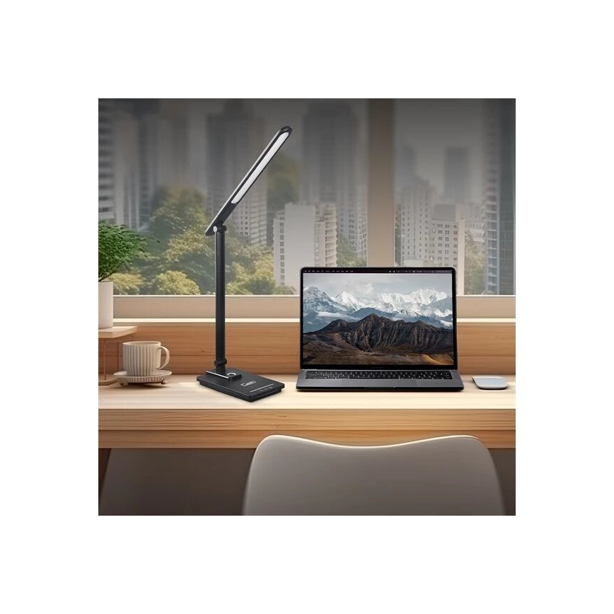 LED регулируема настолна лампа с USB LED/9W/230V 3000K/4000K/5500K черна