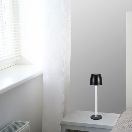 LED регулируема презареждаема настолна лампа с докосване LED/3W/5V 3000K 1800 mAh черна