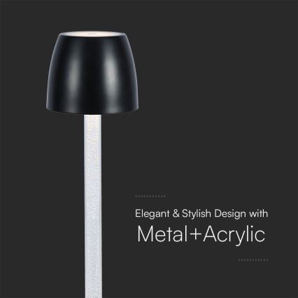 LED регулируема презареждаема настолна лампа с докосване LED/3W/5V 3000K 1800 mAh черна