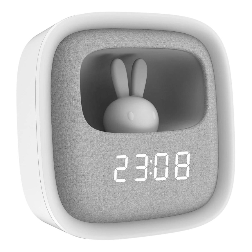 LED регулируема нощна лампа с будилник BUNNY LED/1,2W/5V 3000K