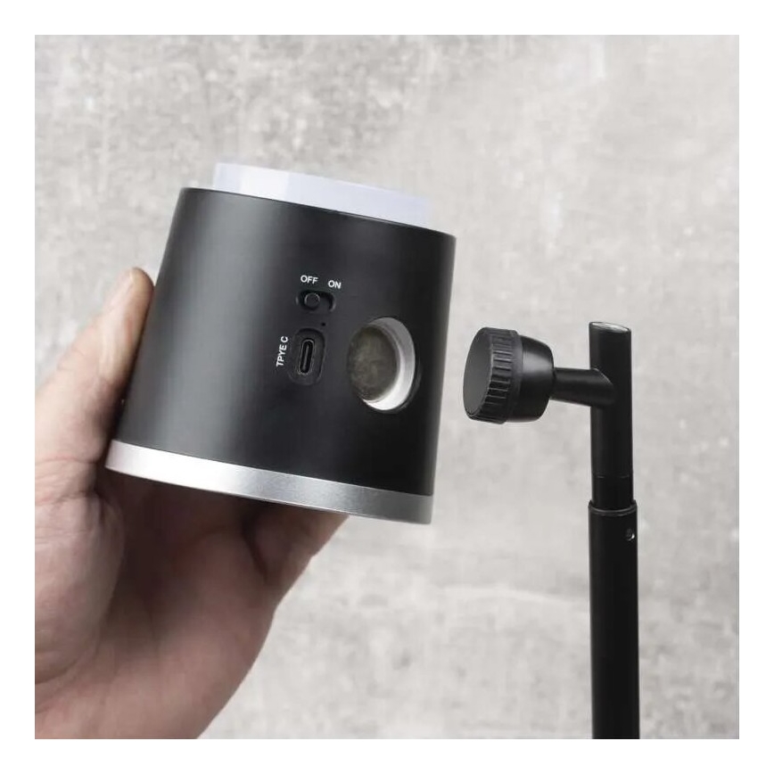 LED регулируема презареждаема настолна лампа 4 в 1 LED/6W/3,7V 3000K/4000K/6500K 1500mAh черна