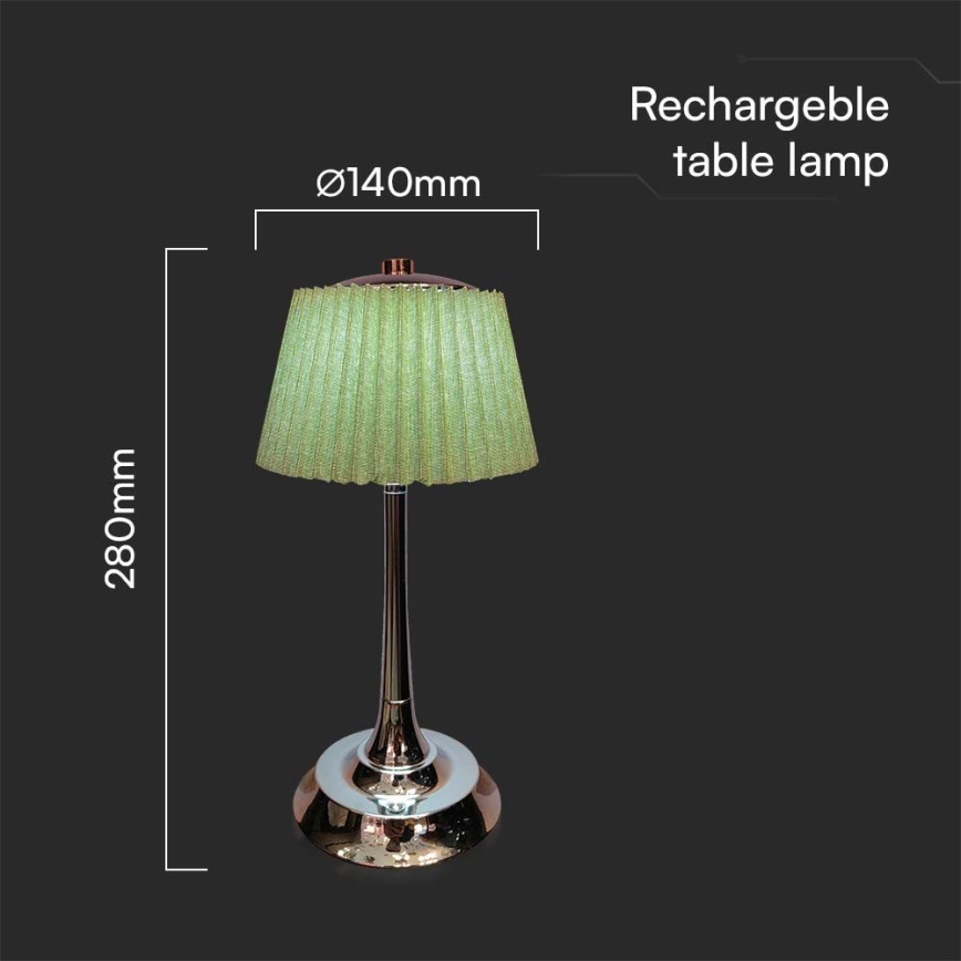 LED регулируема презареждаема настолна лампа с докосване LED/1,5W/5V 3000/4000/6000K 1800 mAh зелена