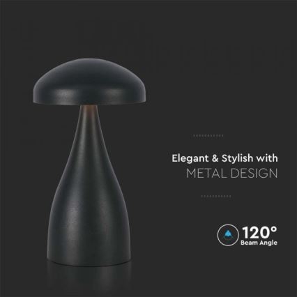 LED регулируема презареждаема настолна лампа с докосване LED/1W/5V 3000-6000K 1800 mAh черна