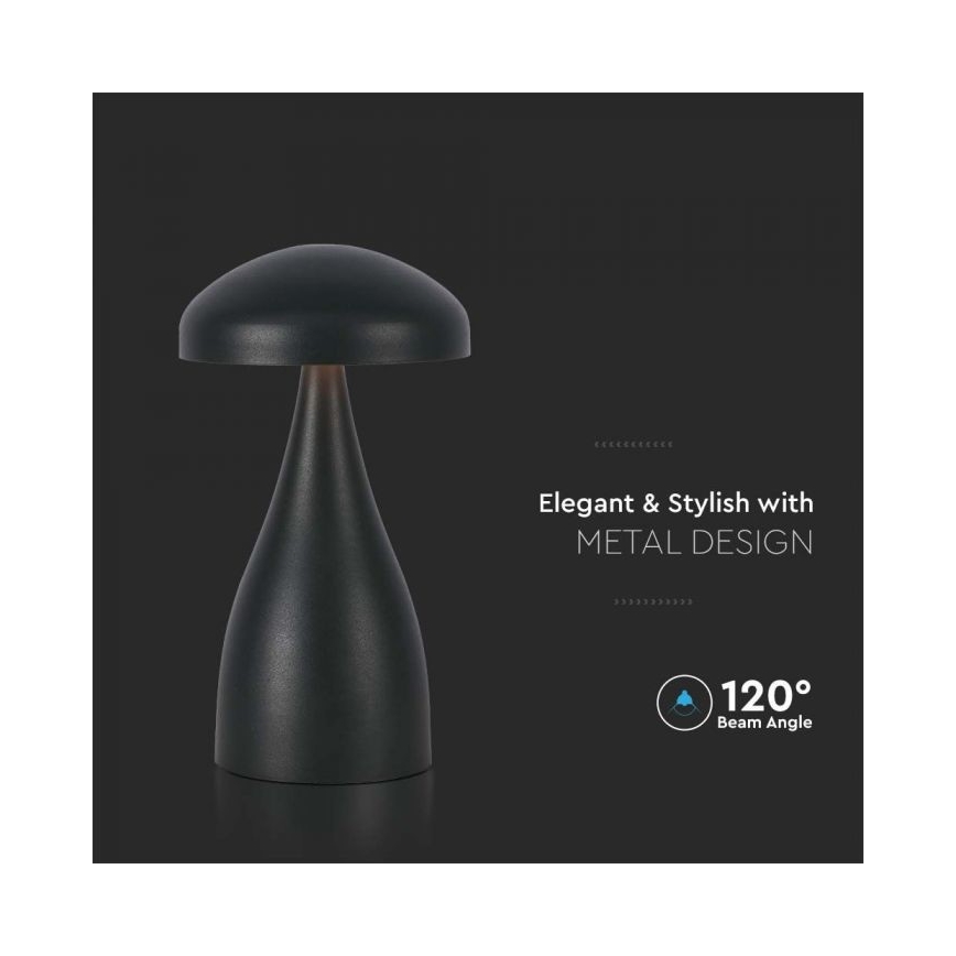 LED регулируема презареждаема настолна лампа с докосване LED/1W/5V 3000-6000K 1800 mAh черна