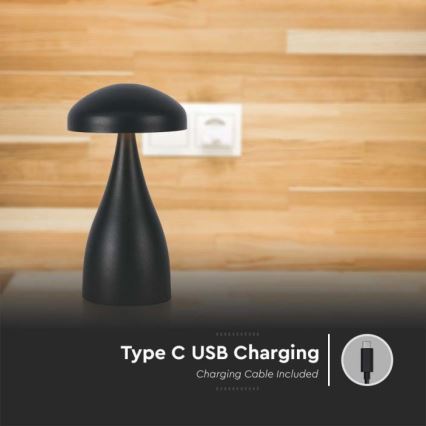 LED регулируема презареждаема настолна лампа с докосване LED/1W/5V 3000-6000K 1800 mAh черна