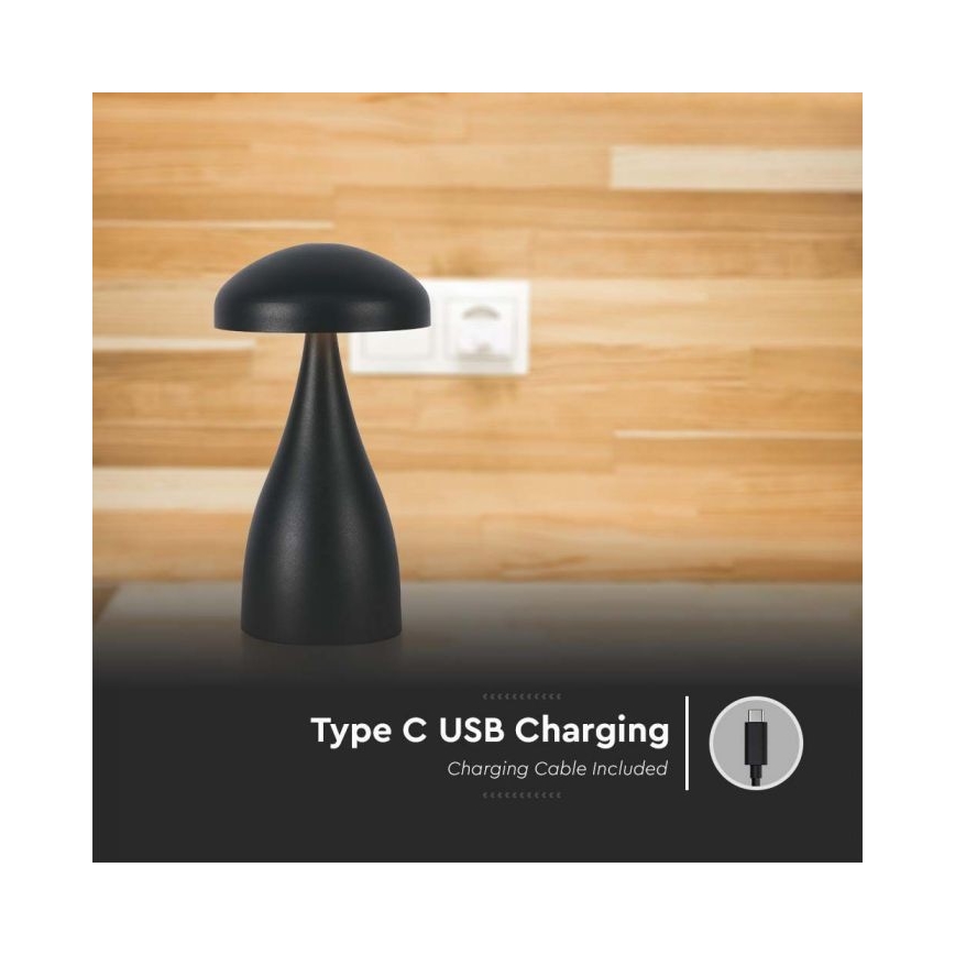 LED регулируема презареждаема настолна лампа с докосване LED/1W/5V 3000-6000K 1800 mAh черна