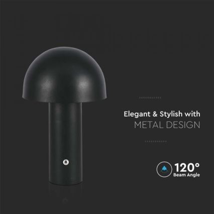 LED регулируема презареждаема настолна лампа с докосване LED/1W/5V 3000-6000K 1800 mAh черна