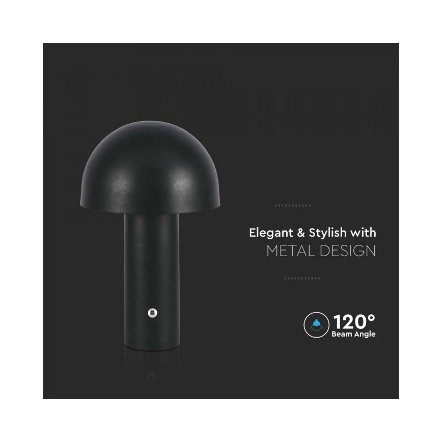 LED регулируема презареждаема настолна лампа с докосване LED/1W/5V 3000-6000K 1800 mAh черна