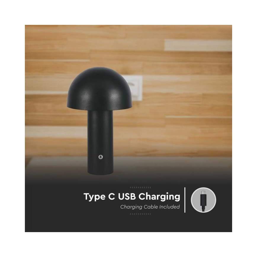 LED регулируема презареждаема настолна лампа с докосване LED/1W/5V 3000-6000K 1800 mAh черна