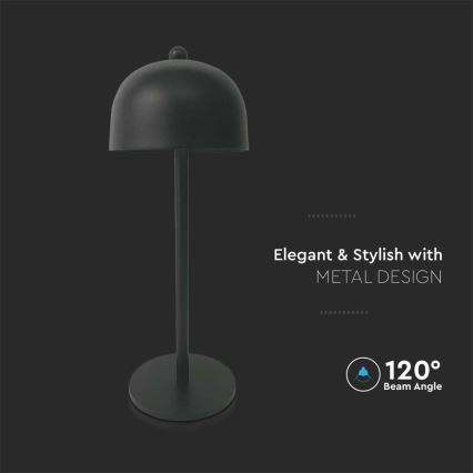 LED регулируема презареждаема настолна лампа с докосване LED/1W/5V 3000-6000K 1800 mAh черна