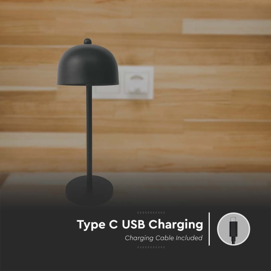 LED регулируема презареждаема настолна лампа с докосване LED/1W/5V 3000-6000K 1800 mAh черна