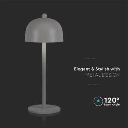 LED регулируема презареждаема настолна лампа с докосване LED/1W/5V 3000-6000K 1800 mAh сива