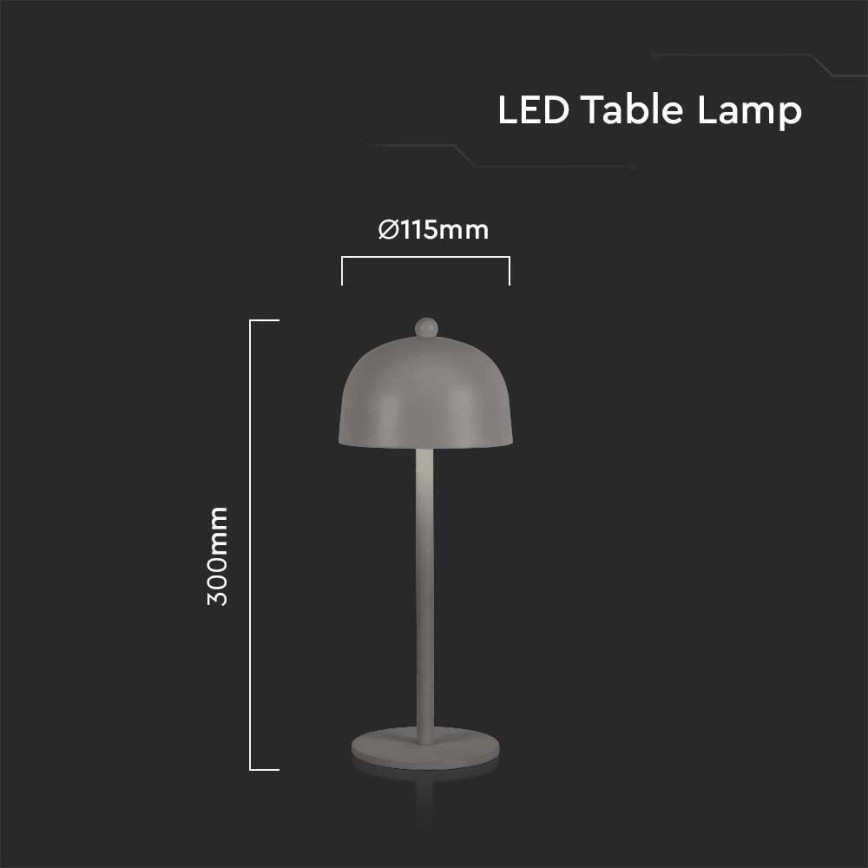 LED регулируема презареждаема настолна лампа с докосване LED/1W/5V 3000-6000K 1800 mAh сива