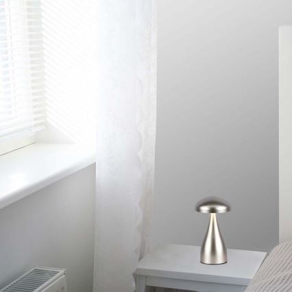 LED регулируема презареждаема настолна лампа с докосване LED/1W/5V 3000-6000K 1800 mAh сребриста