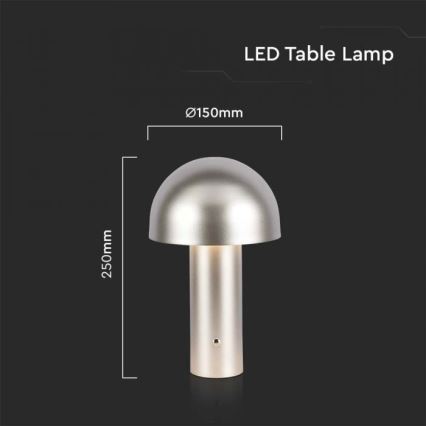 LED регулируема презареждаема настолна лампа с докосване LED/1W/5V 3000-6000K 1800 mAh златисто
