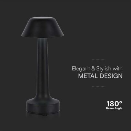 LED регулируема презареждаема настолна лампа с докосване LED/1W/5V 3000-6000K 1800 mAh черна