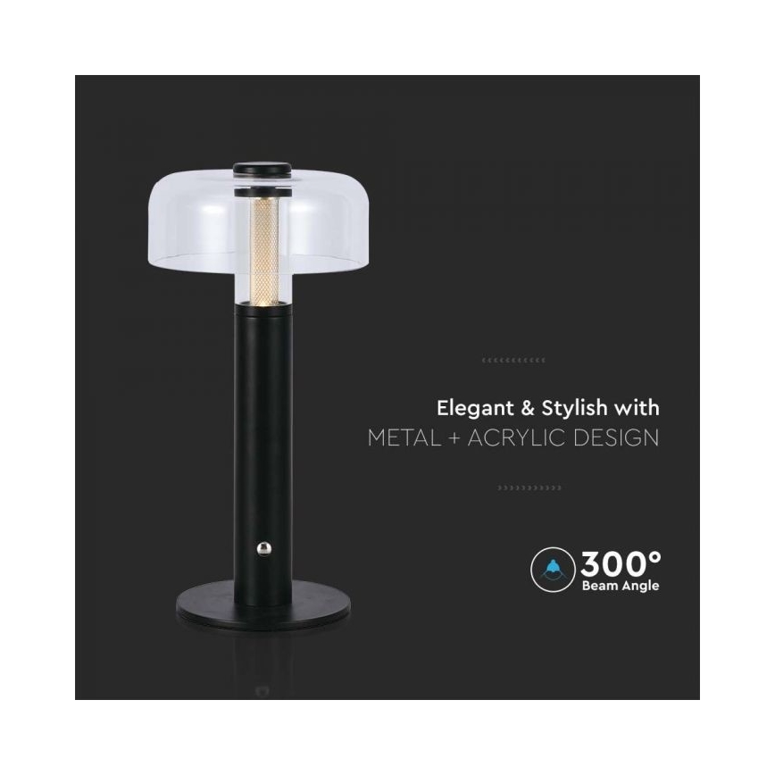 LED регулируема презареждаема настолна лампа с докосване LED/1W/5V 3000K 1800 mAh черна