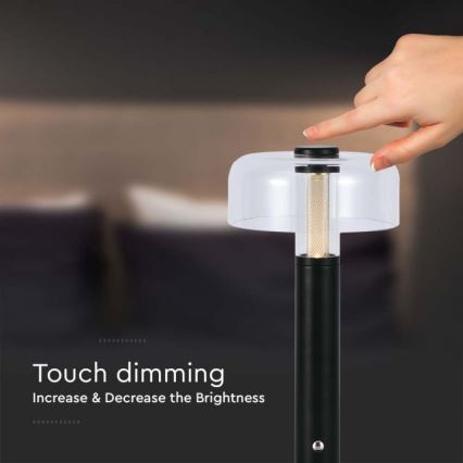LED регулируема презареждаема настолна лампа с докосване LED/1W/5V 3000K 1800 mAh черна