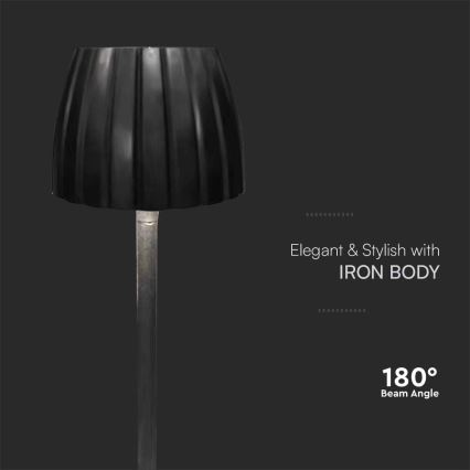 LED регулируема презареждаема настолна лампа с докосване LED/2,7W/5V 3000/4000/6000K 1800 mAh черна