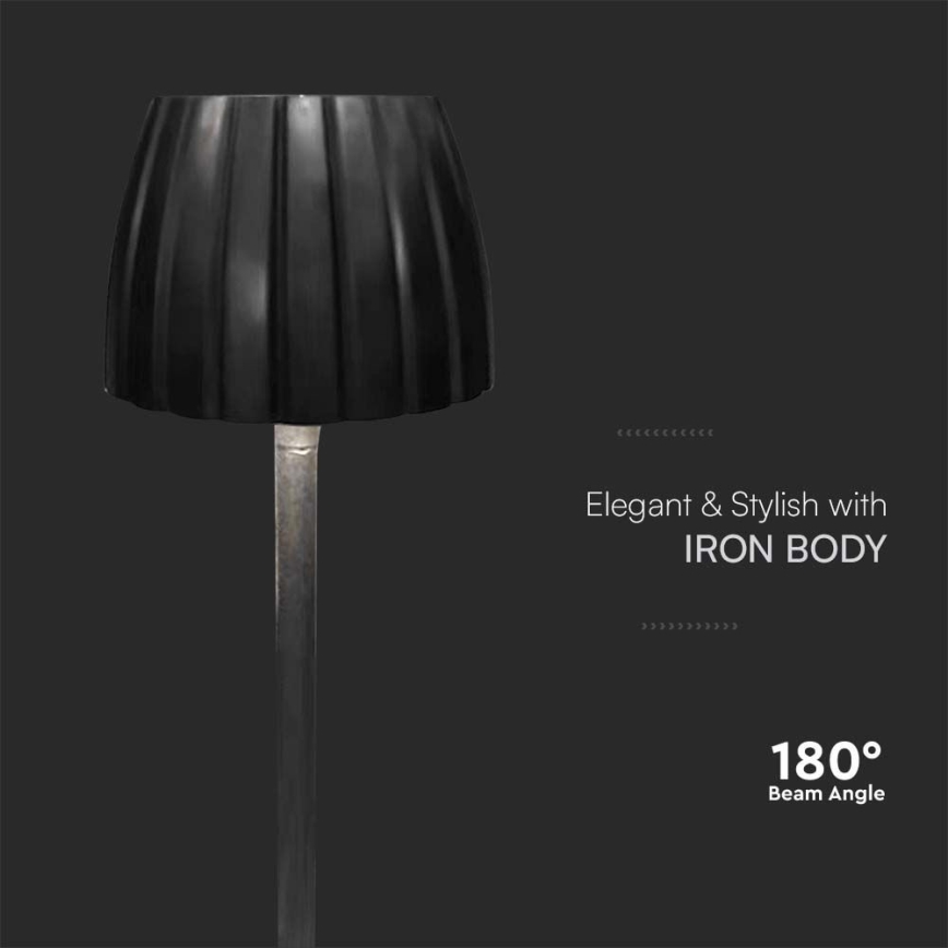 LED регулируема презареждаема настолна лампа с докосване LED/2,7W/5V 3000/4000/6000K 1800 mAh черна