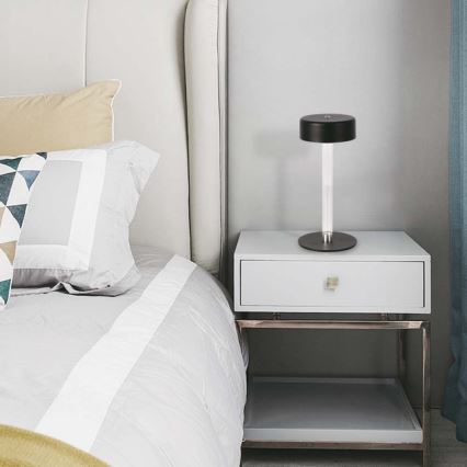 LED регулируема презареждаема настолна лампа с докосване LED/3W/5V 3000-6000K 2400 mAh черна