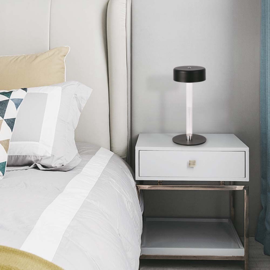 LED регулируема презареждаема настолна лампа с докосване LED/3W/5V 3000-6000K 2400 mAh черна