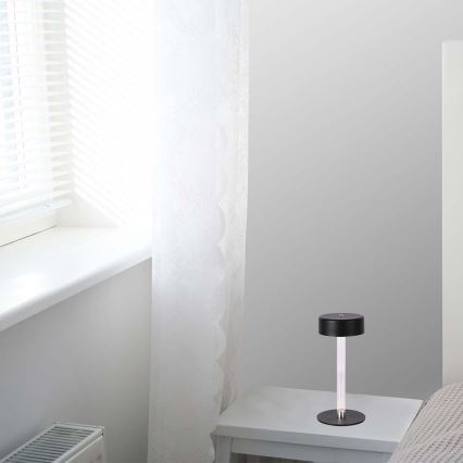 LED регулируема презареждаема настолна лампа с докосване LED/3W/5V 3000-6000K 2400 mAh черна