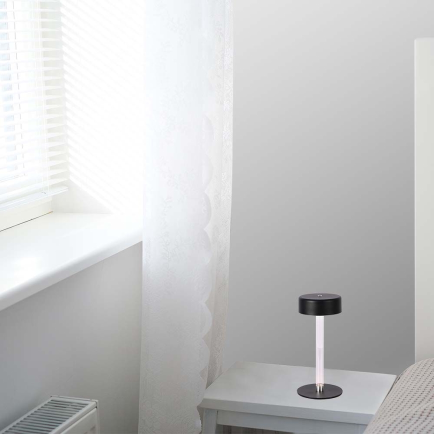 LED регулируема презареждаема настолна лампа с докосване LED/3W/5V 3000-6000K 2400 mAh черна