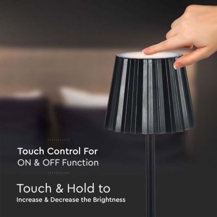 LED регулируема презареждаема настолна лампа с докосване LED/4W/5V 3000-6000K 1800 mAh черна