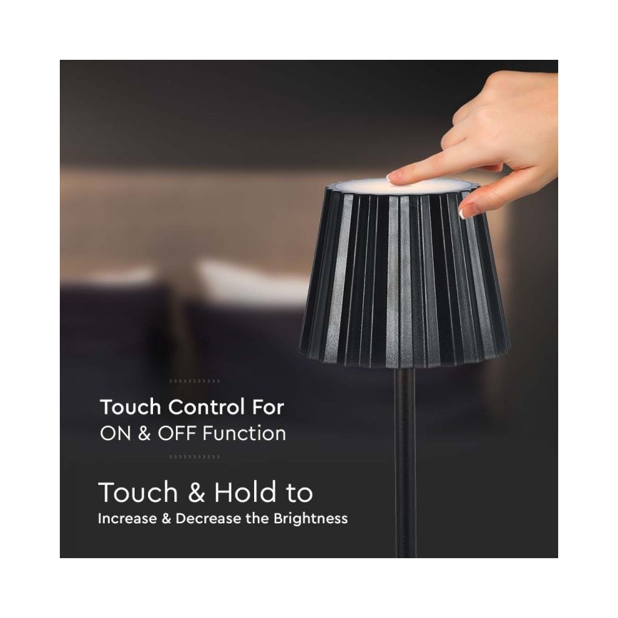 LED регулируема презареждаема настолна лампа с докосване LED/4W/5V 3000-6000K 1800 mAh черна