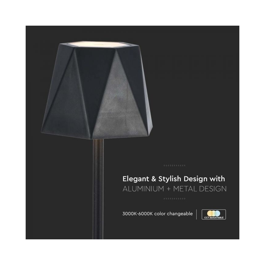 LED регулируема презареждаема настолна лампа с докосване LED/4W/5V 3000-6000K 1800 mAh черна