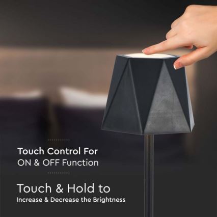 LED регулируема презареждаема настолна лампа с докосване LED/4W/5V 3000-6000K 1800 mAh черна