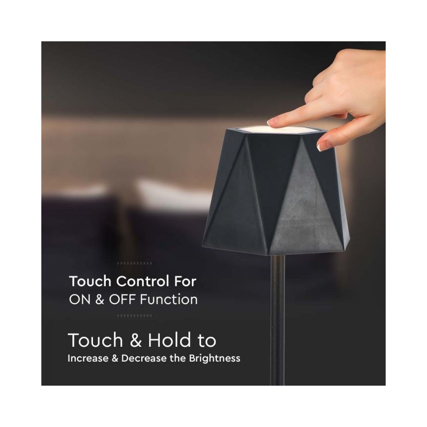 LED регулируема презареждаема настолна лампа с докосване LED/4W/5V 3000-6000K 1800 mAh черна