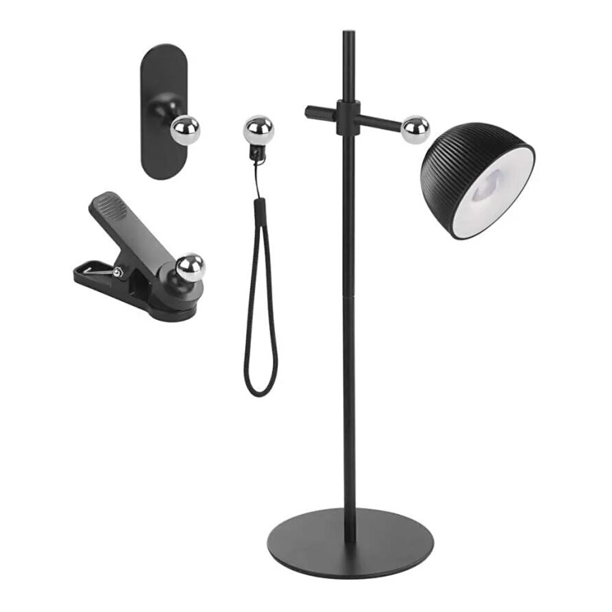 LED регулируема презареждаема настолна лампа магнитна 4 в 1 LED/4,2W/3,7V 4000K 1200mAh черна