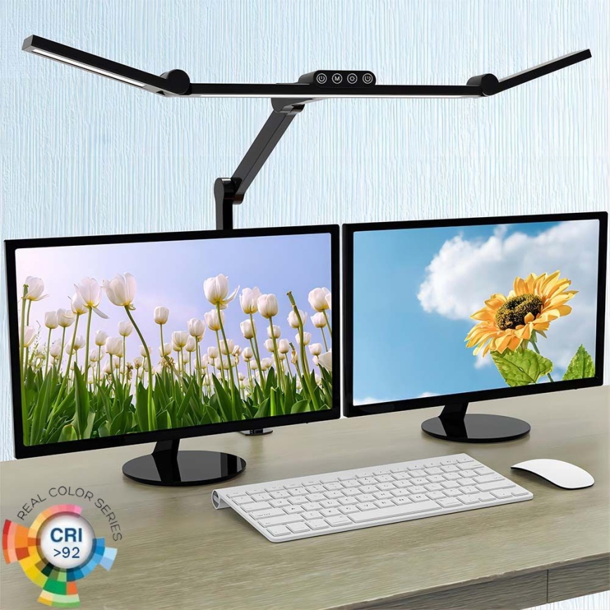 LED регулируема сензорна гъвкава настолна лампа LED/24W/230V 3000-6500K CRI 92 черна