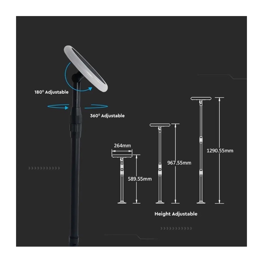 LED Регулируема соларна лампа GARDEN LED/8W/5V 60-129 cм 4000K IP65