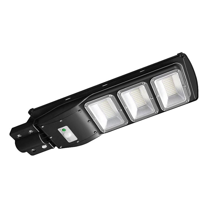 LED регулируема соларна улична лампа с датчик за движение и здрач LED/12W/3,2V 6000K IP65 10000 mAh черна + дистанционно управление