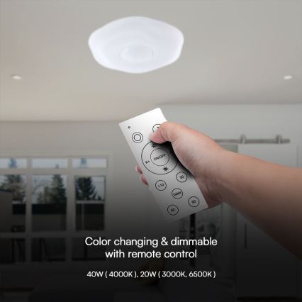 LED регулируемо таванно осветително тяло LED/40W/230V 3000-6500K 40 см бяло + дистанционно управление