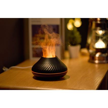 LED RGB Арома дифузер с имитация на пламък LED/6,5W/5V 130ml черен