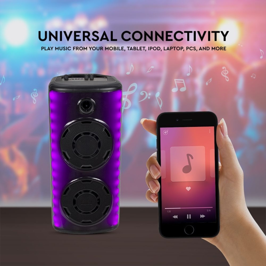 LED RGB Акумулаторна тонколона с микрофон 600W/2400 mAh + дистанционно управление
