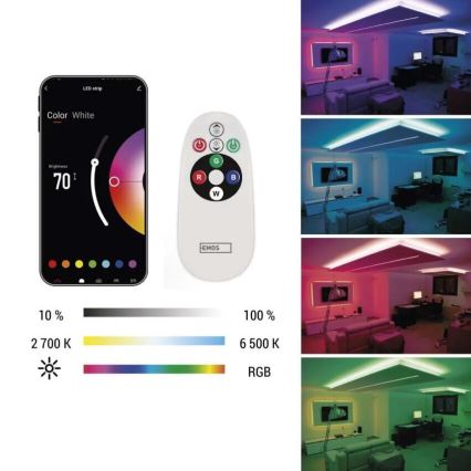 LED RGB+CCT Димируема лента GOSMART LED/11W/230V 2 m 2700-6500K IP44 Wi-Fi + дистанционно управление