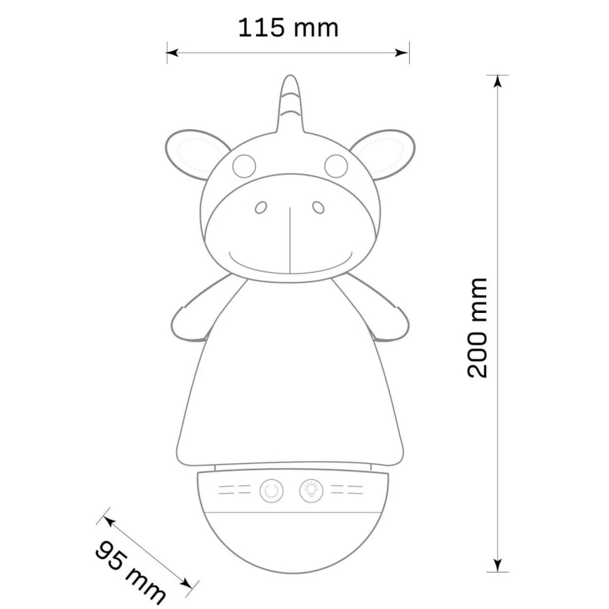 LED RGB Детска малка нощна лампа с melody 3xAAA/5V еднорог