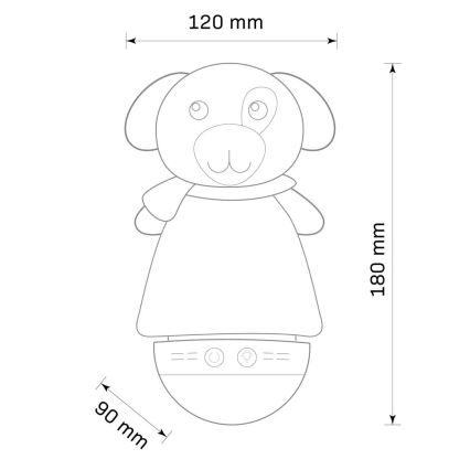 LED RGB Детска малка нощна лампа с melody 3xAAA/5V кученце
