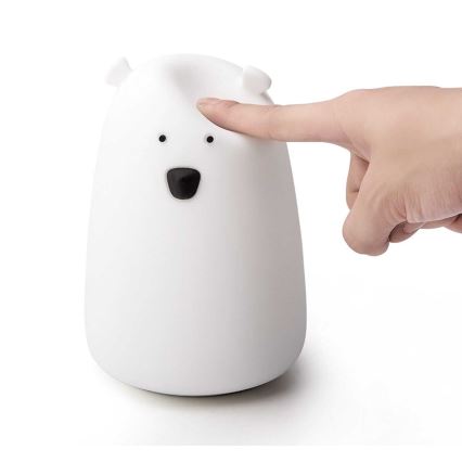 LED RGB Детска сензорна лампа BEAR LED/0,8W/5V бяла + USB