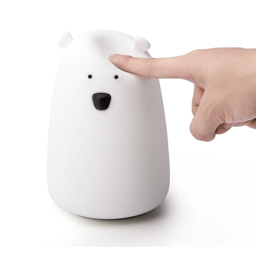 LED RGB Детска сензорна лампа BEAR LED/0,8W/5V бяла + USB