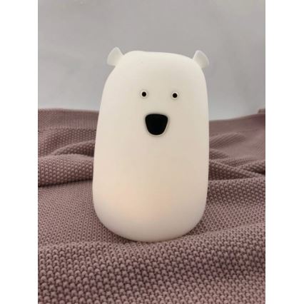 LED RGB Детска сензорна лампа BEAR LED/0,8W/5V бяла + USB