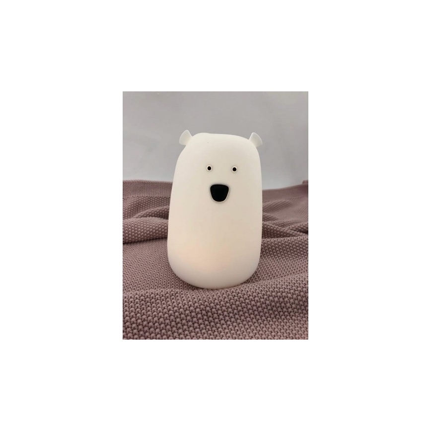 LED RGB Детска сензорна лампа BEAR LED/0,8W/5V бяла + USB