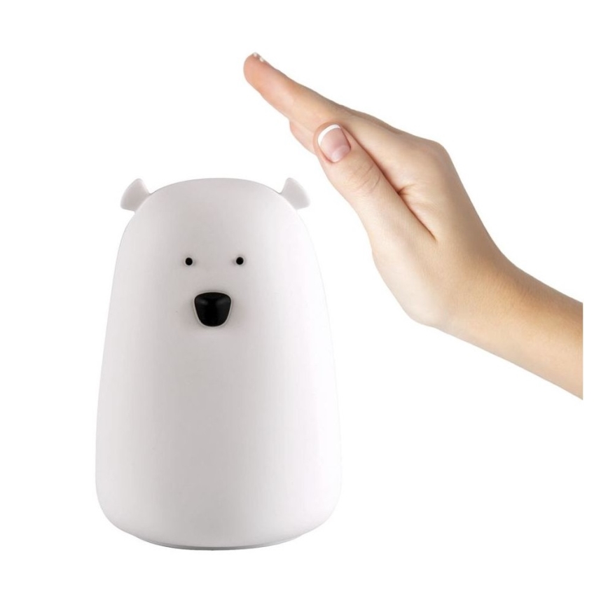 LED RGB Детска сензорна лампа BEAR LED/0,8W/5V бяла + USB